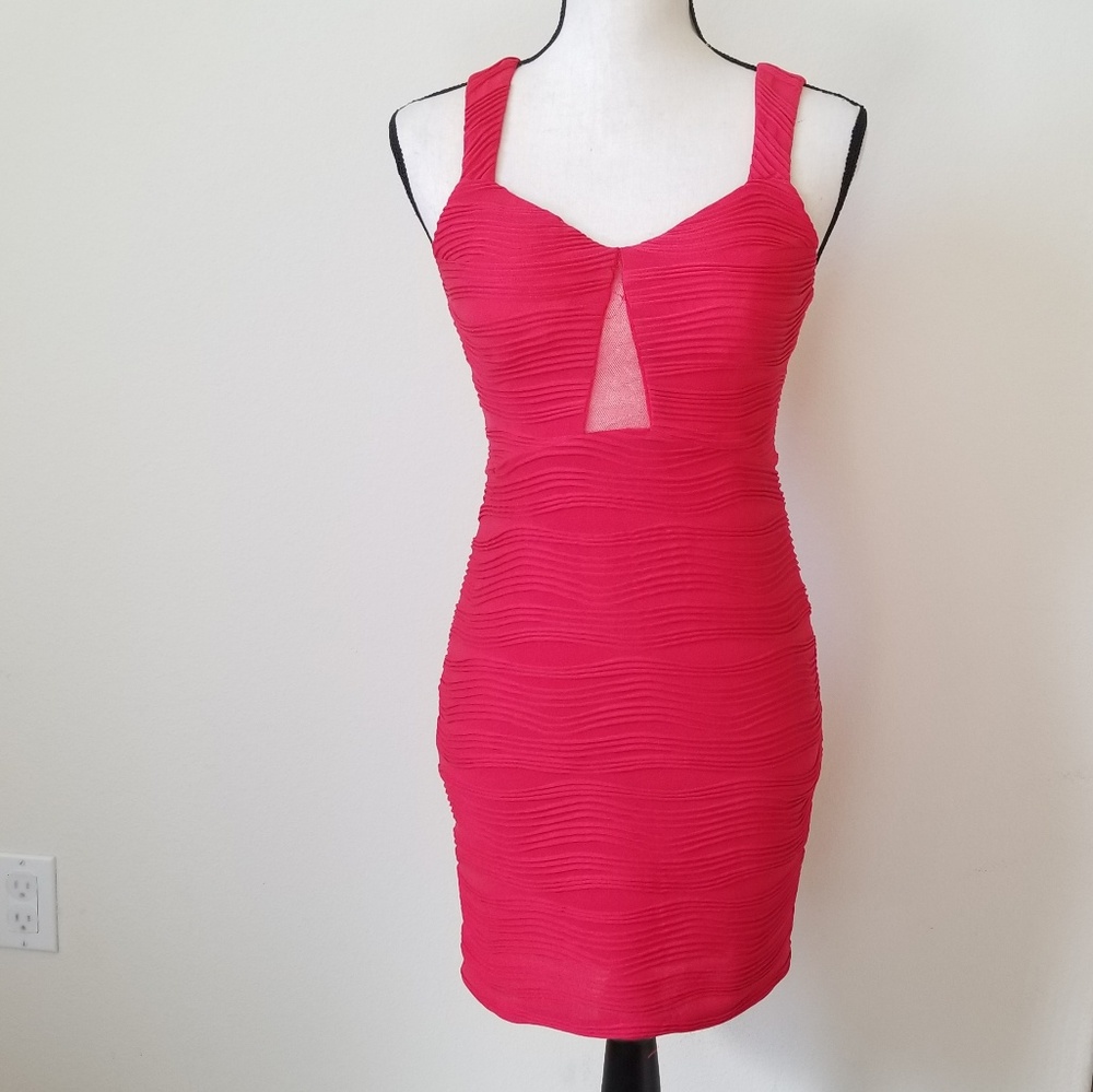 Hailey Logan Adrianna Papell Hot Pink Mini Dress
